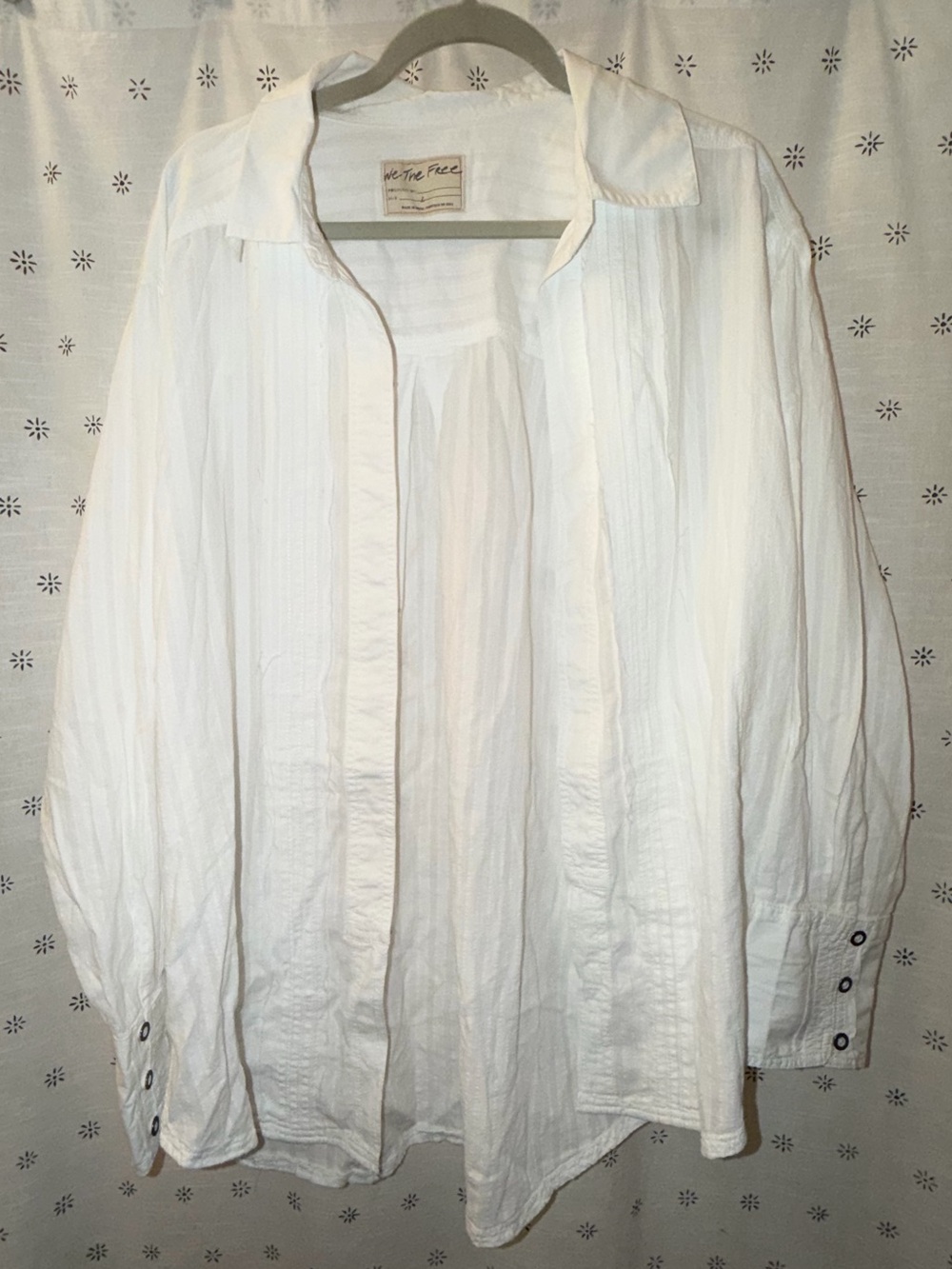 We The Free White Lightweight Button Cuff Blouse - Picture 3 of 7